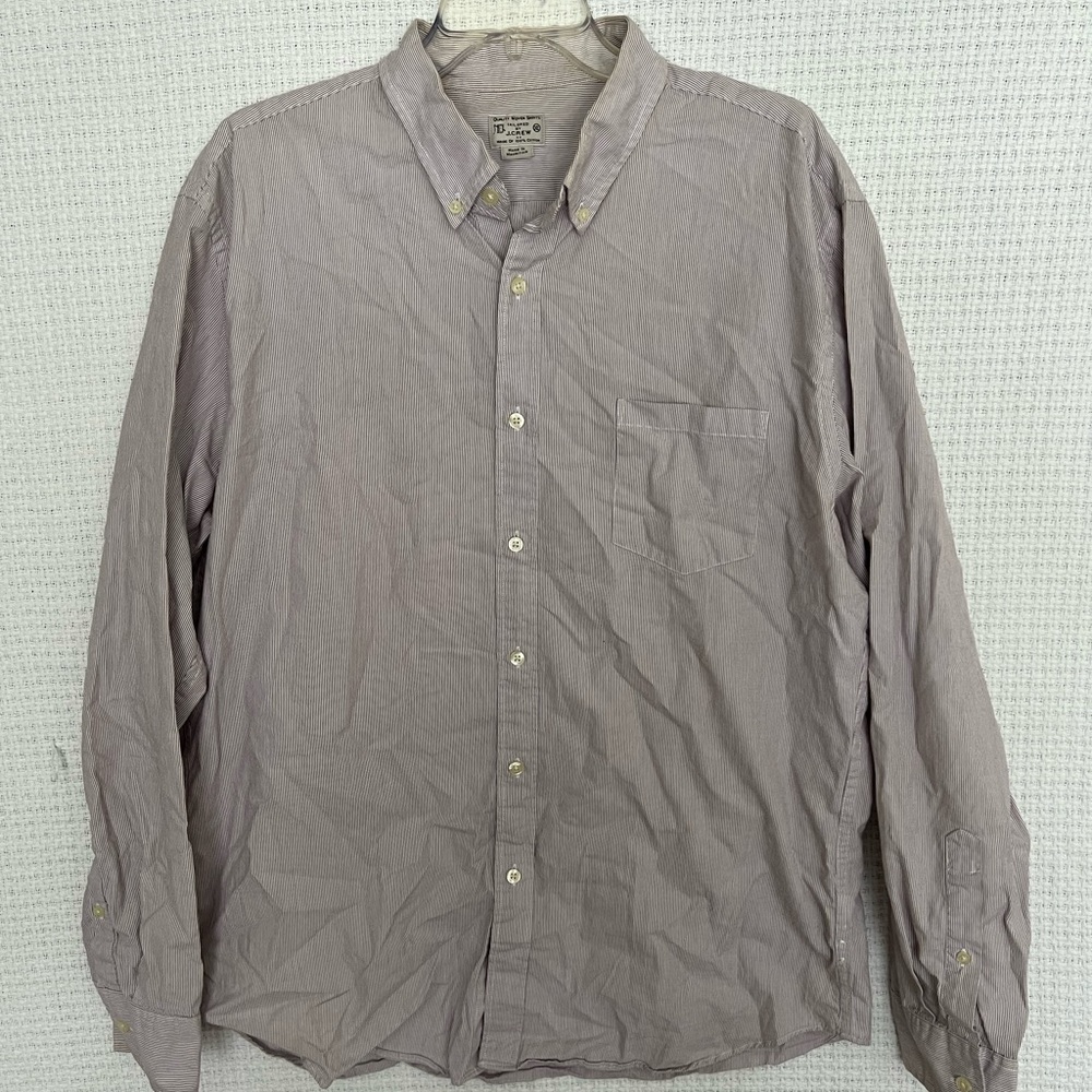 J Crew White and Red Long Sleeve Button Down